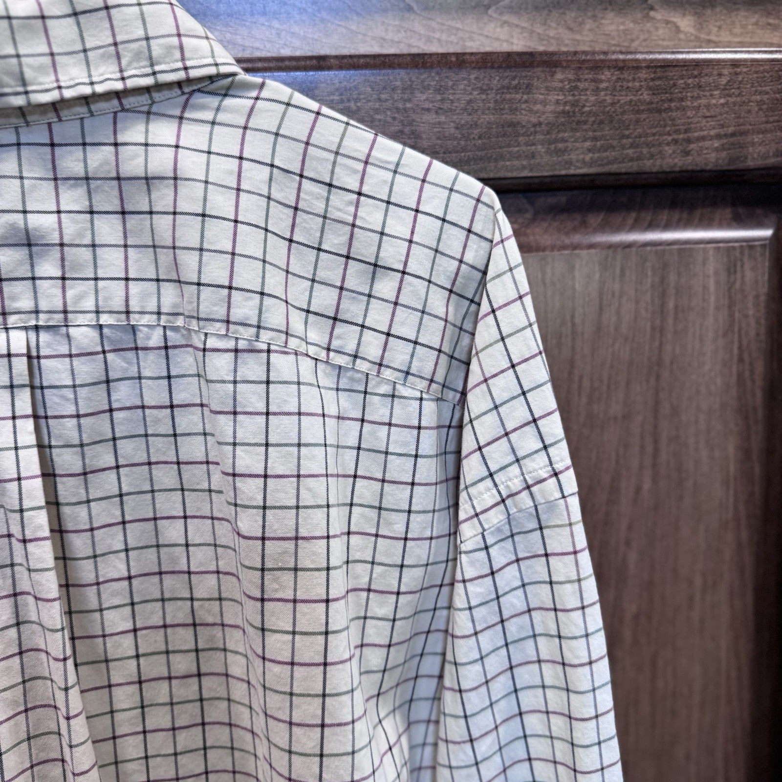 Ralph Lauren Button Down Shirt 3XLT Tall Beige Plaid Long Sleeve Pony