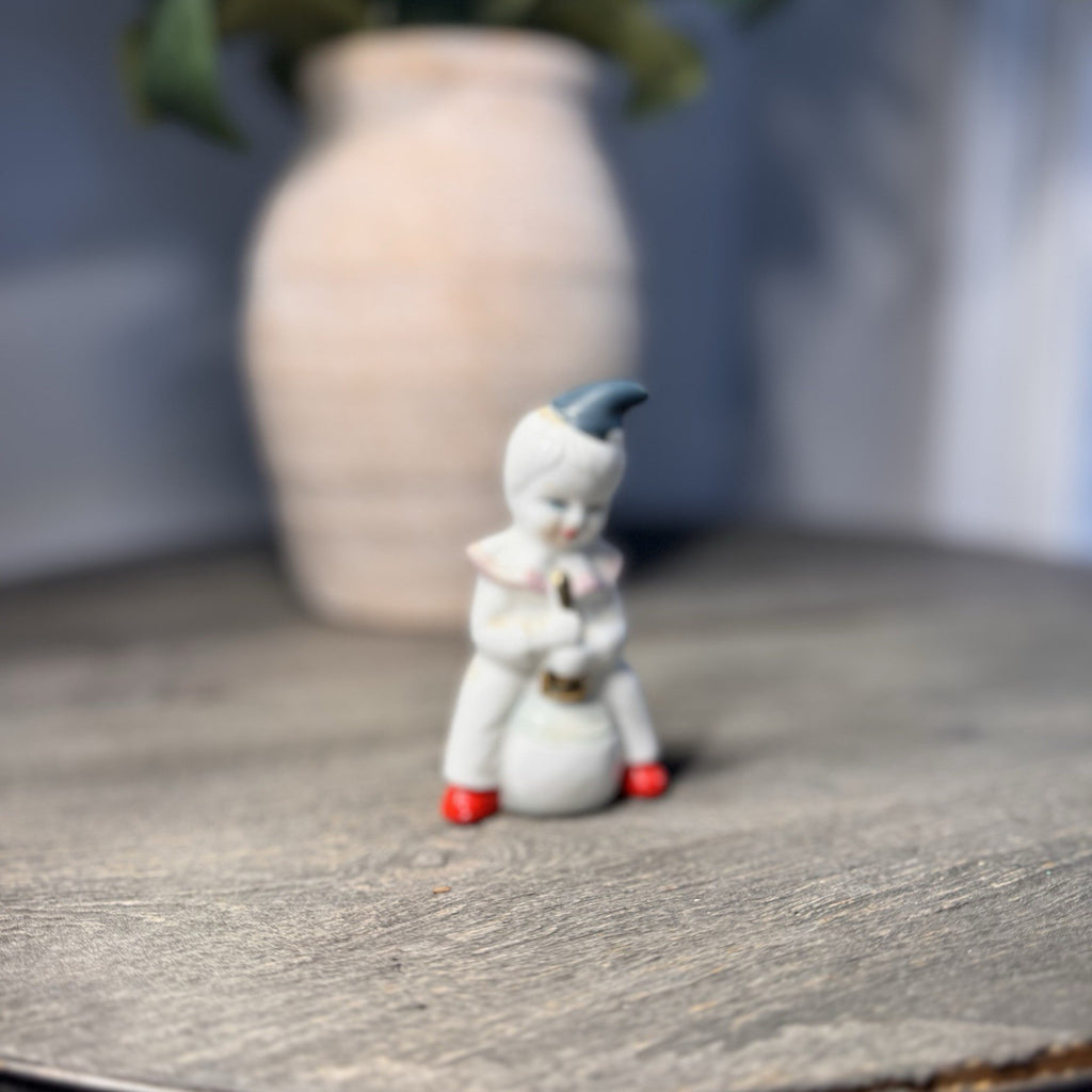 Vintage European Folk Art Doll & Miniature Porcelain Clown Figurine Trio Lot 6"