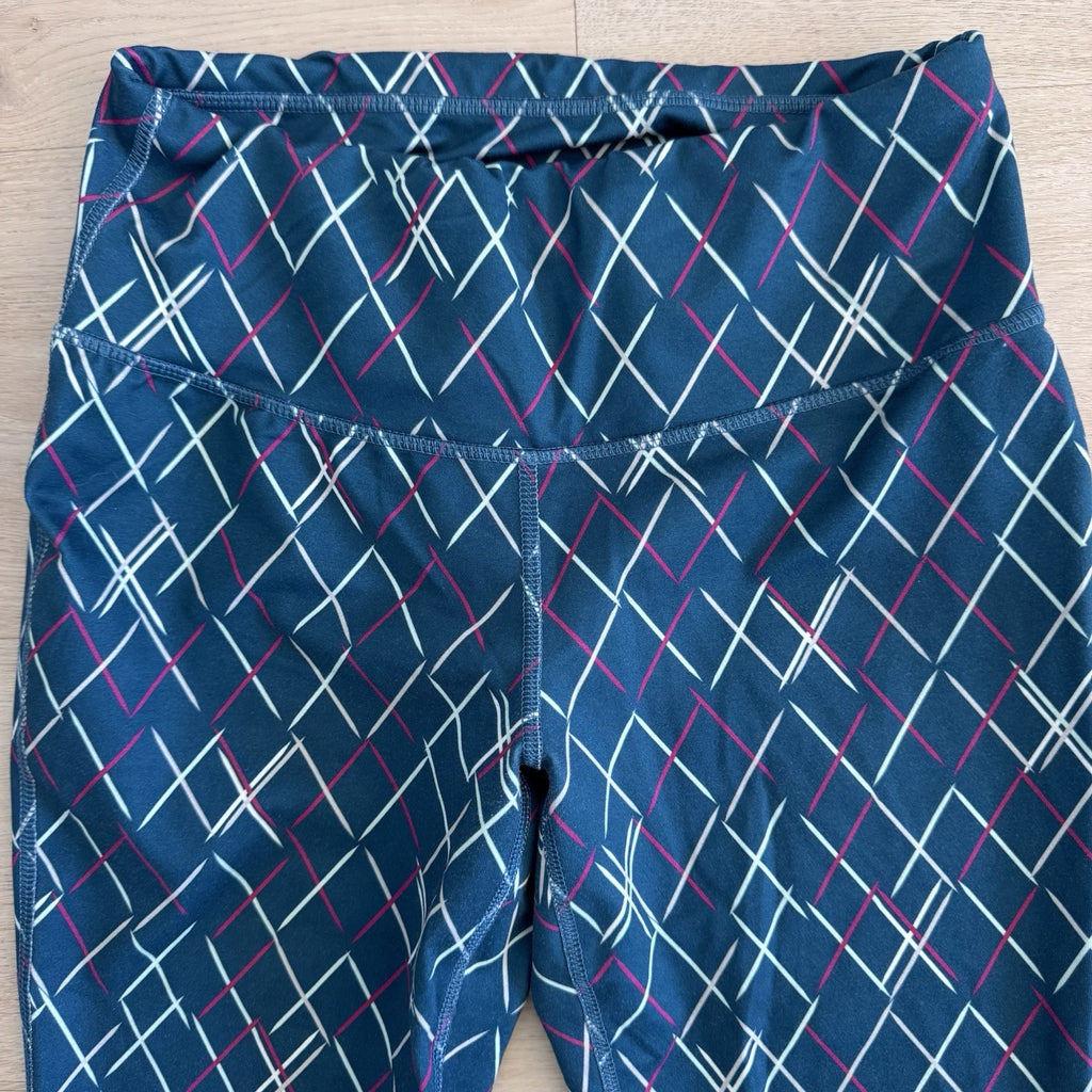 Zelos Women’s Leggings Small Blue Geometric Print Stretch Athletic Yoga Pants 