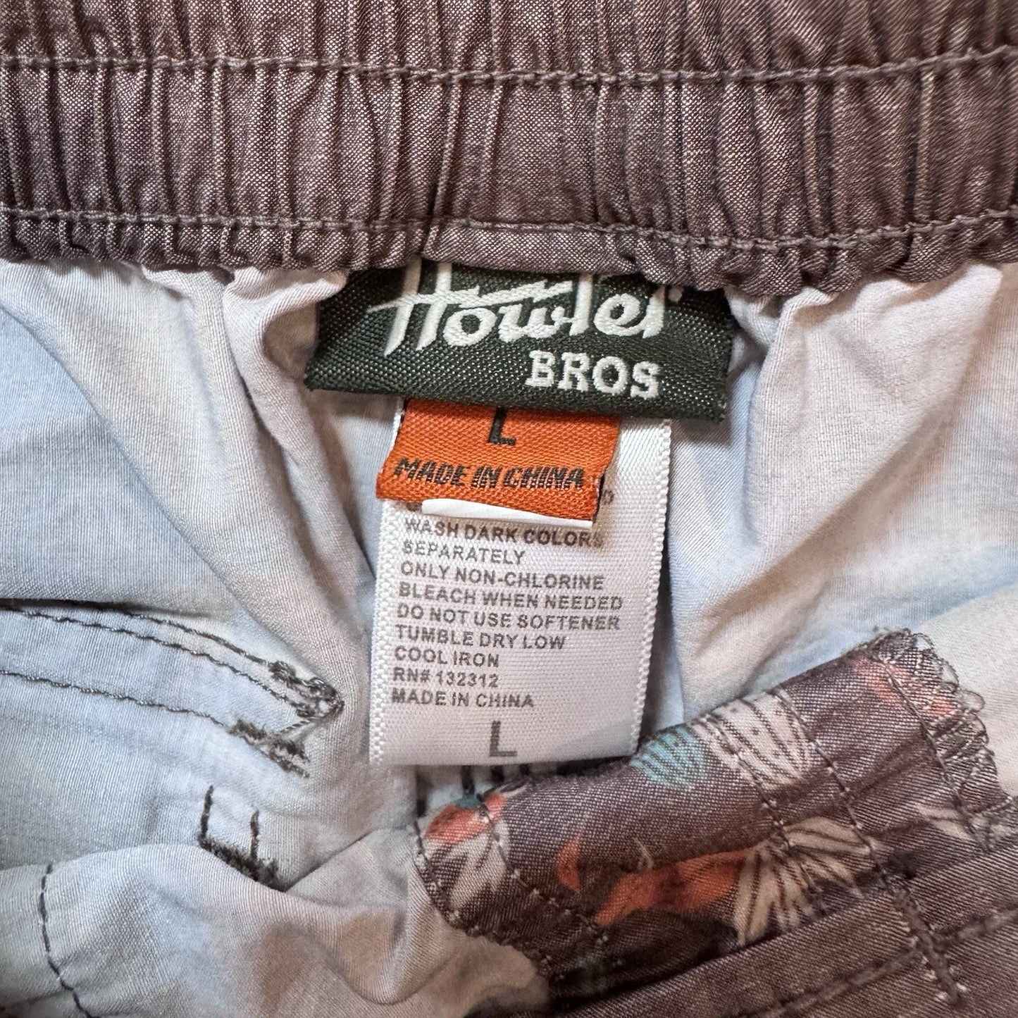 Howler Brothers Boys Swim Trunks Size Large Brown Tropical Parrot