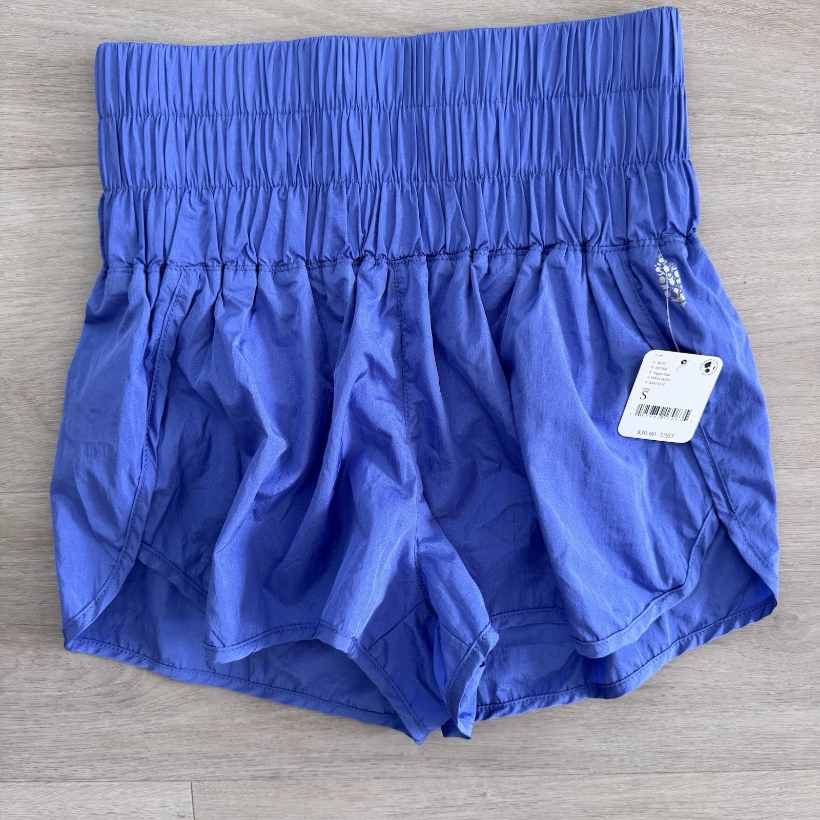 FP Movement Shorts Small Hague Blue Smocked Waist NWT