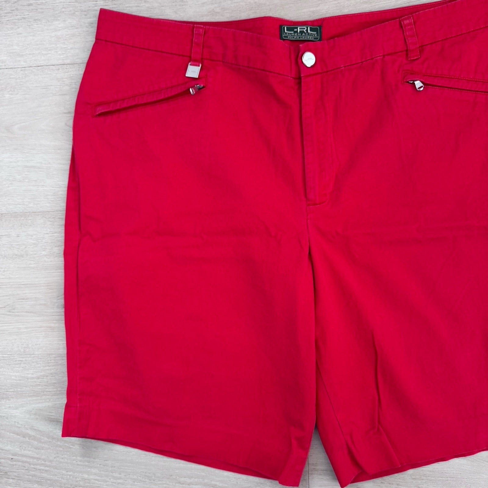 Women’s Lauren Ralph Lauren Red Bermuda Shorts Size 16 LRL Active Zip Pocket