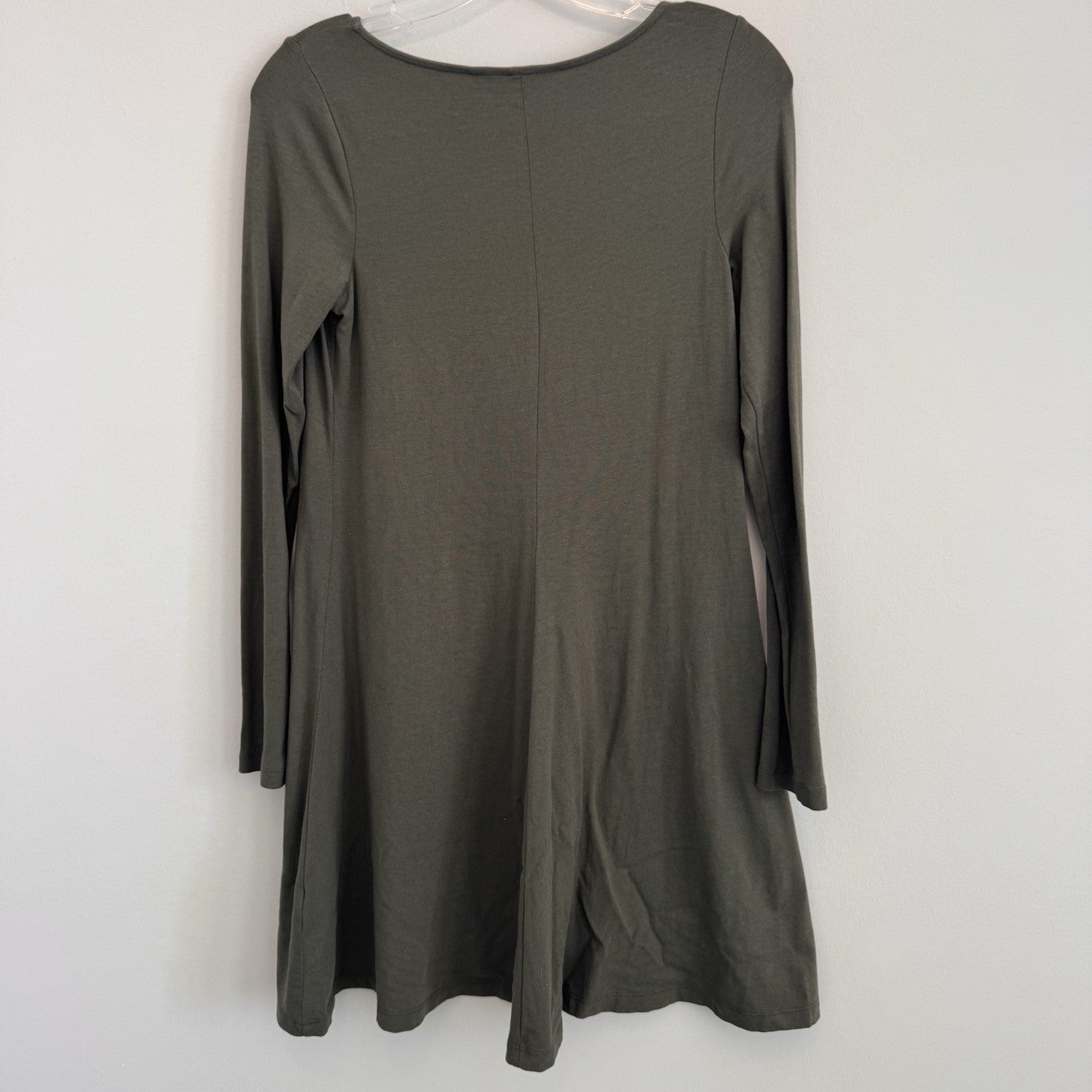 Express Olive Green Long Sleeve V-Neck Women's Casual Shift Dress Small