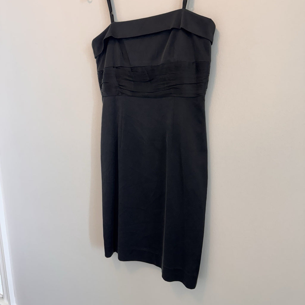Laundry by Shelli Segal Silk Little Black Dress 6 Ruched Empire Waist LBD