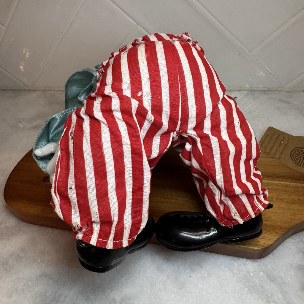 Vintage Porcelain "Shelf Sitter"  Weighted Clown Dolls - Set of 2 - Hand Painted
