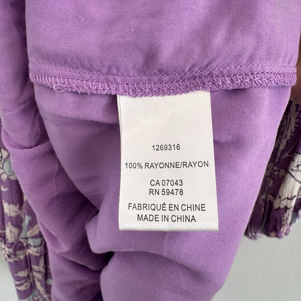 House of Harlow 1960 Paisley Pink Purple Smocked Boho Tiered Short Dress Size S