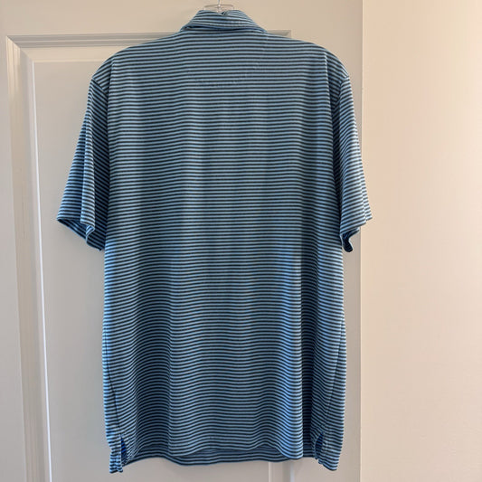 Brooks Brothers Men’s Polo Shirt Large Blue Striped Short Sleeve Golf Casual
