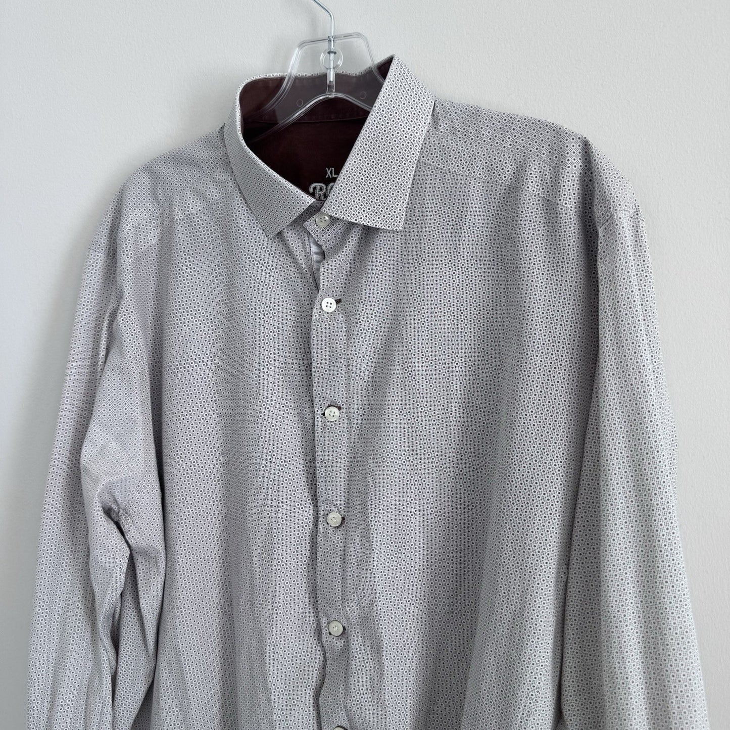 RGB Black Label XL White Micro Dot Shirt Contrast Trim 100% Cotton