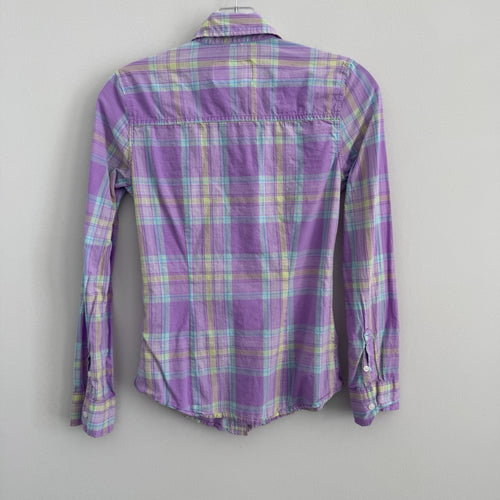 Aeropostale 87 Women’s Plaid Button Down Shirt XS Purple Y2K Pastel Preppy