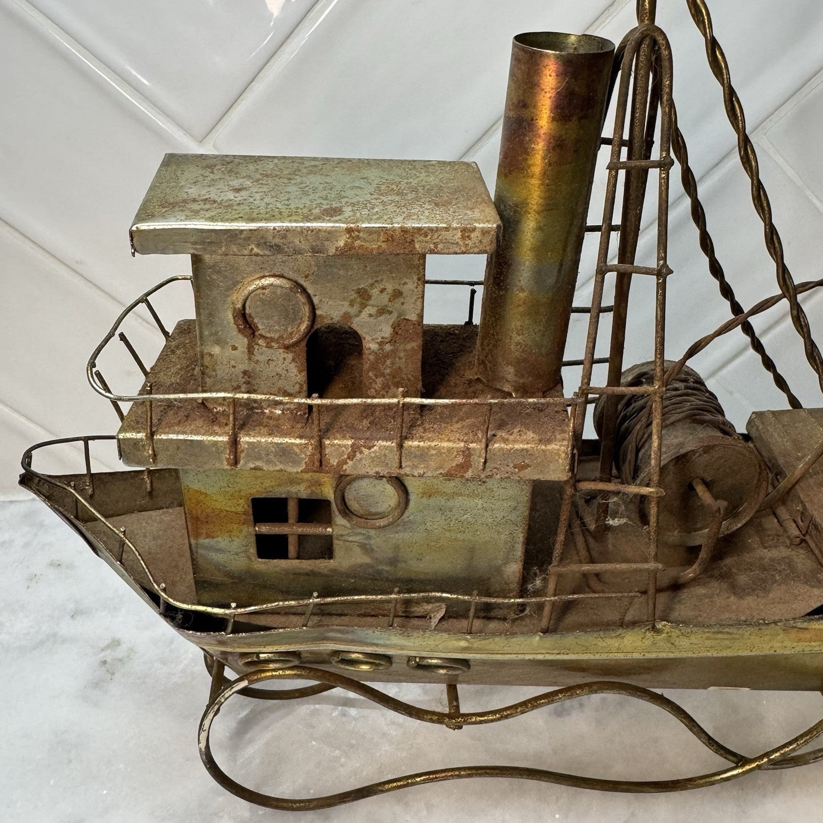 Metal Art Figurine Musical Fishing Trawler Brass Copper Metal Boat Tune: La Mer