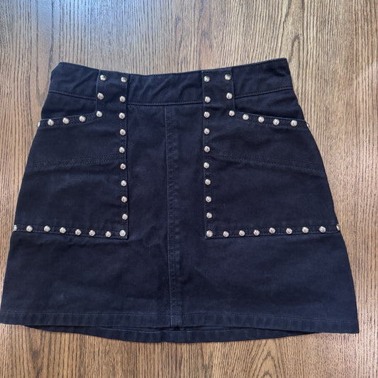 BDG Urban Outfitters Black Denim Mini Skirt XS Studded Pockets Zip Back Turkey