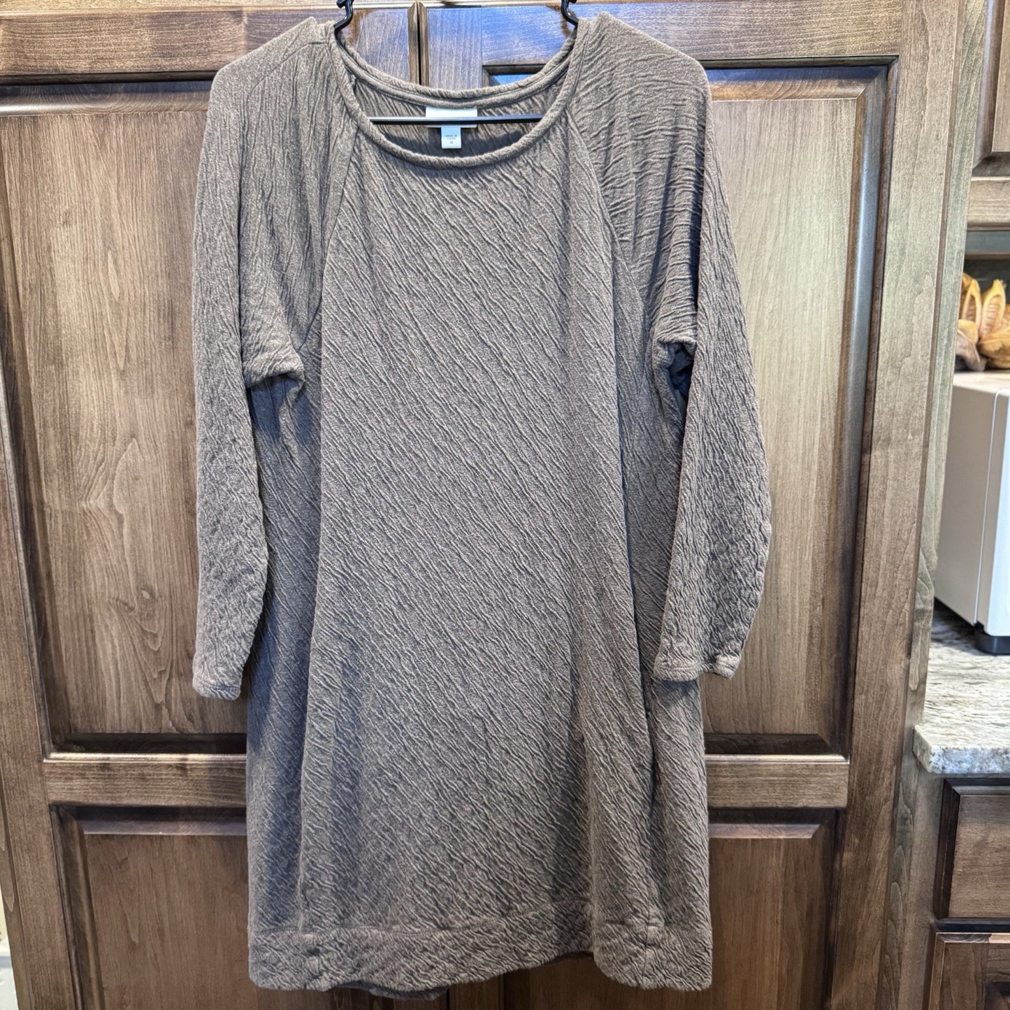 Pure Jill Women’s Textured Cotton Tunic Dress Gray Size Medium Pockets