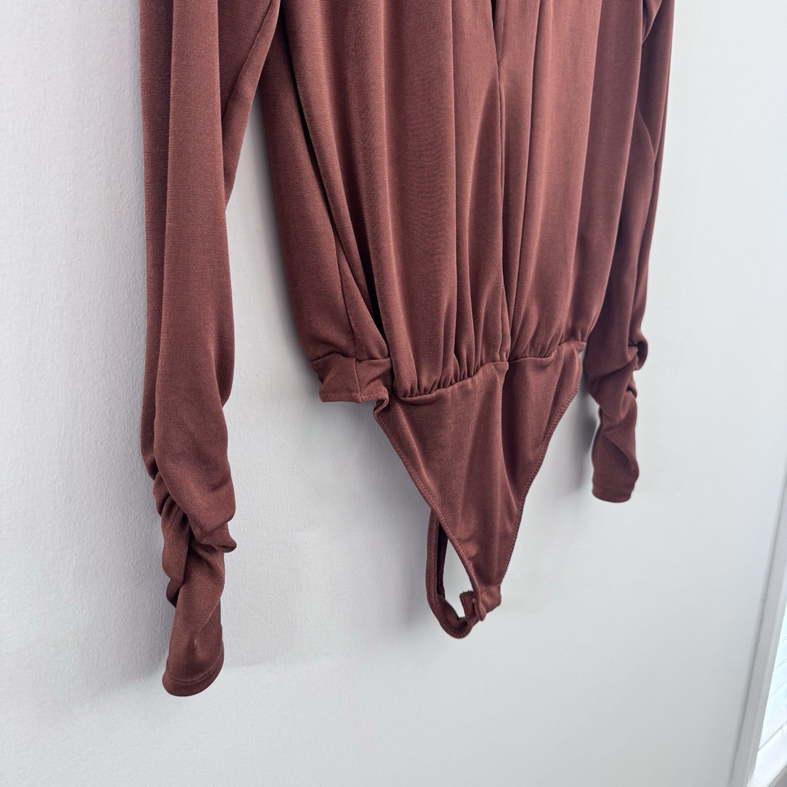 Free People Intimately Rust Brown Long Sleeve Bodysuit Thumbhole Women’s Small