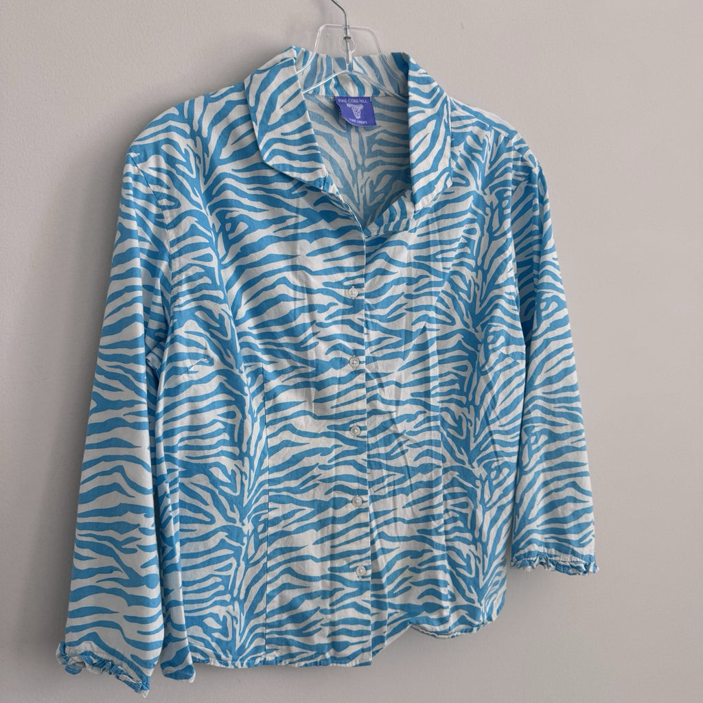 Pine Cone Hill Small Blue Zebra Print Cotton Blouse India