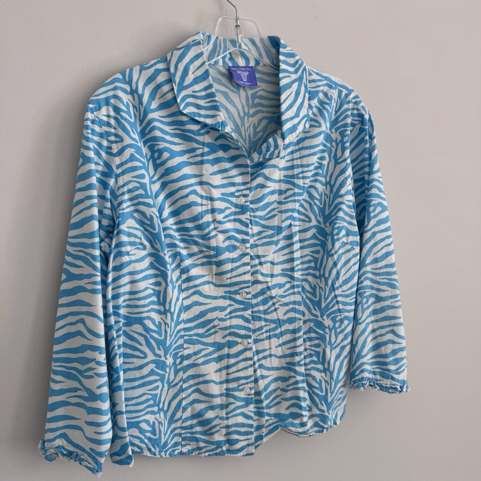 Pine Cone Hill Small Blue Zebra Print Cotton Blouse India