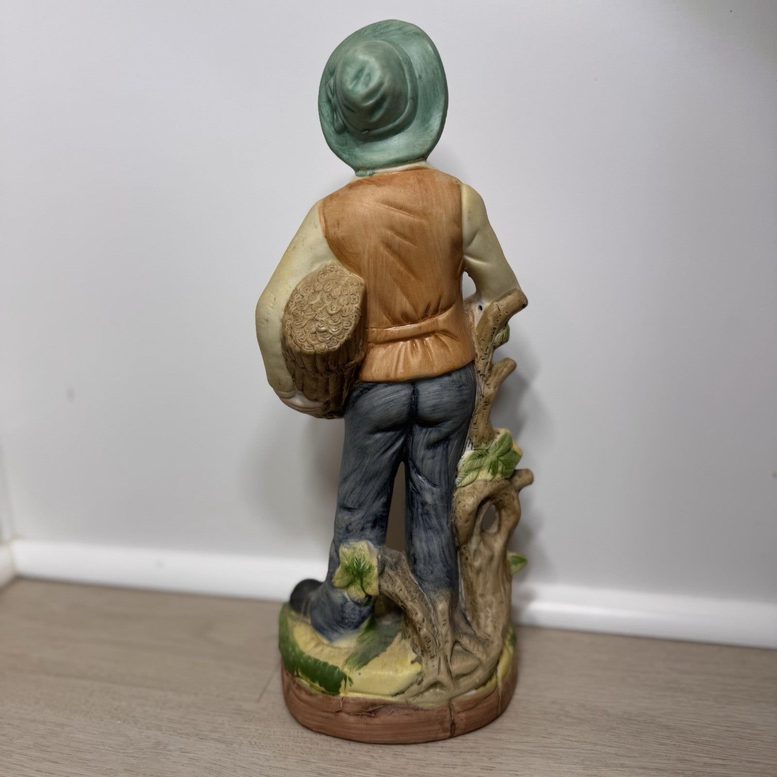 Vintage UCGC Old Couple Figurine Lot Porcelain Farmer & Wife Rustic Harvest 12"
