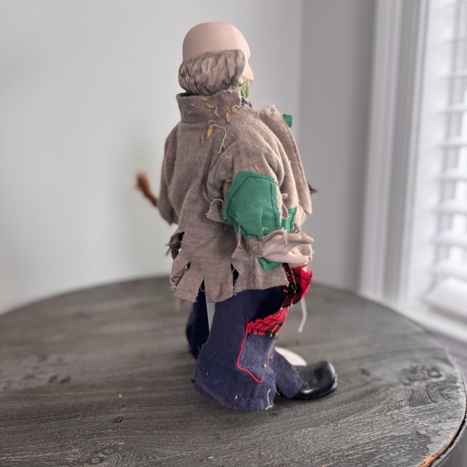 Vintage Sad Hobo Clown Porcelain Figurine 13" Emmett Kelly Style with Broom