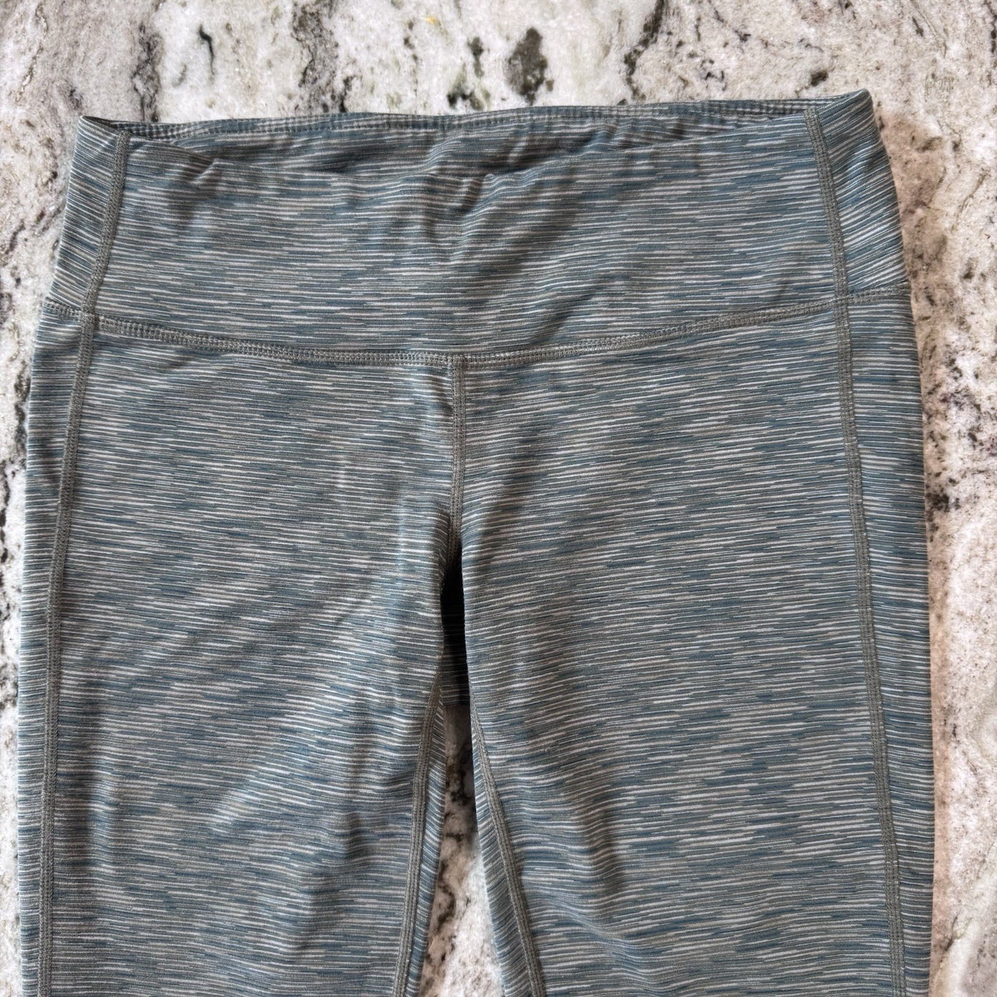 Athleta Leggings Medium Gray Blue Striped Supplex Nylon Lycra Stretch Pants