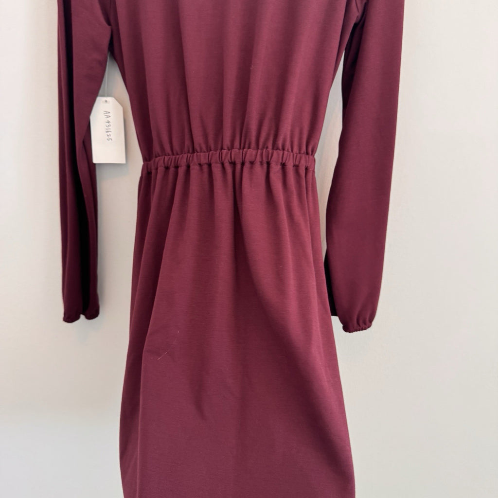 NWT Sadie & Sage Women Small Burgundy Faux Wrap Dress Long Sleeve Boho Boutique