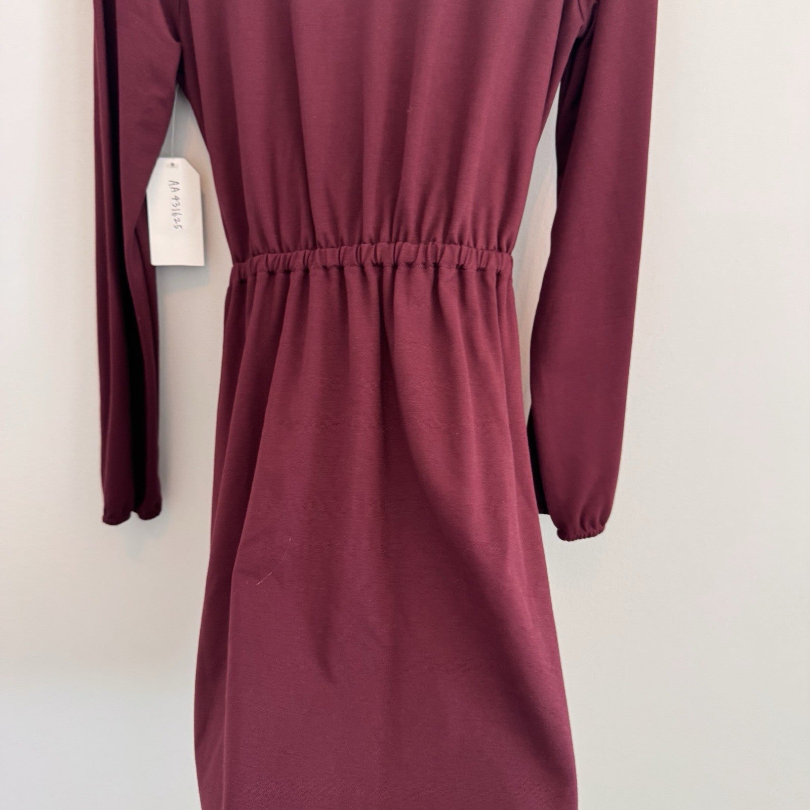 NWT Sadie & Sage Women Small Burgundy Faux Wrap Dress Long Sleeve Boho Boutique
