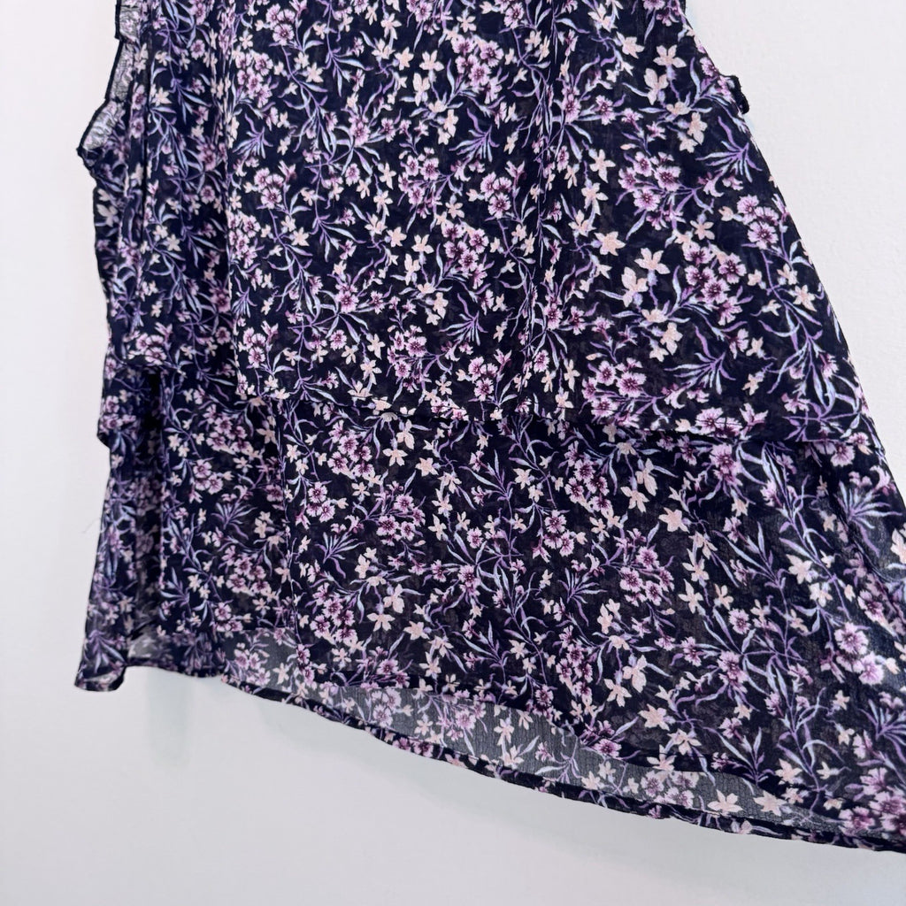 AE American Eagle Floral Ruffle Sleeveless Blouse Top Women XL Boho