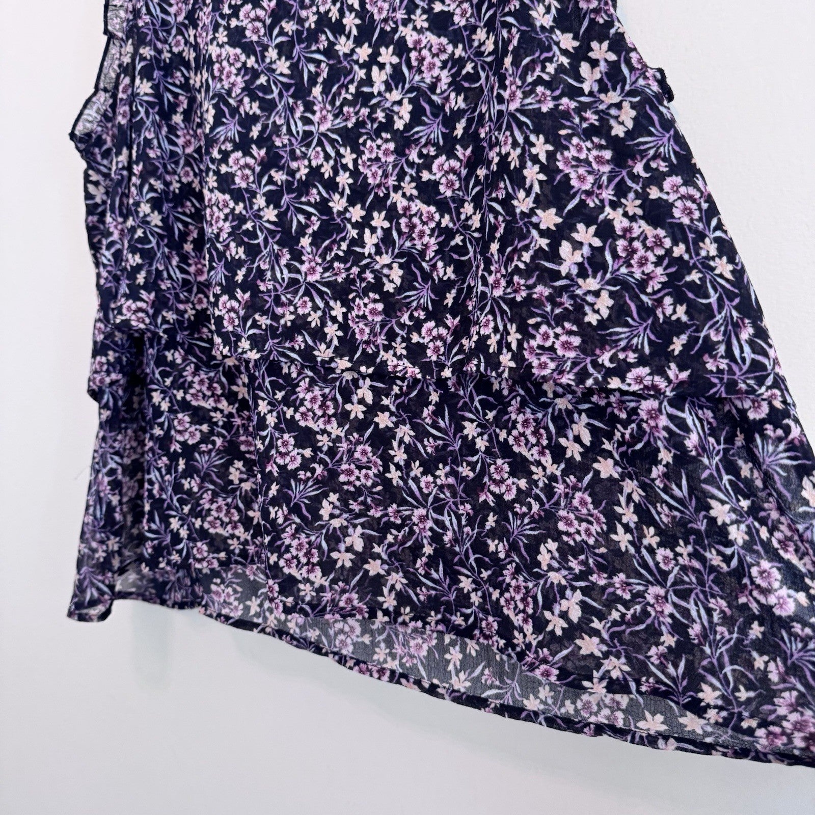 AE American Eagle Floral Ruffle Sleeveless Blouse Top Women XL Boho