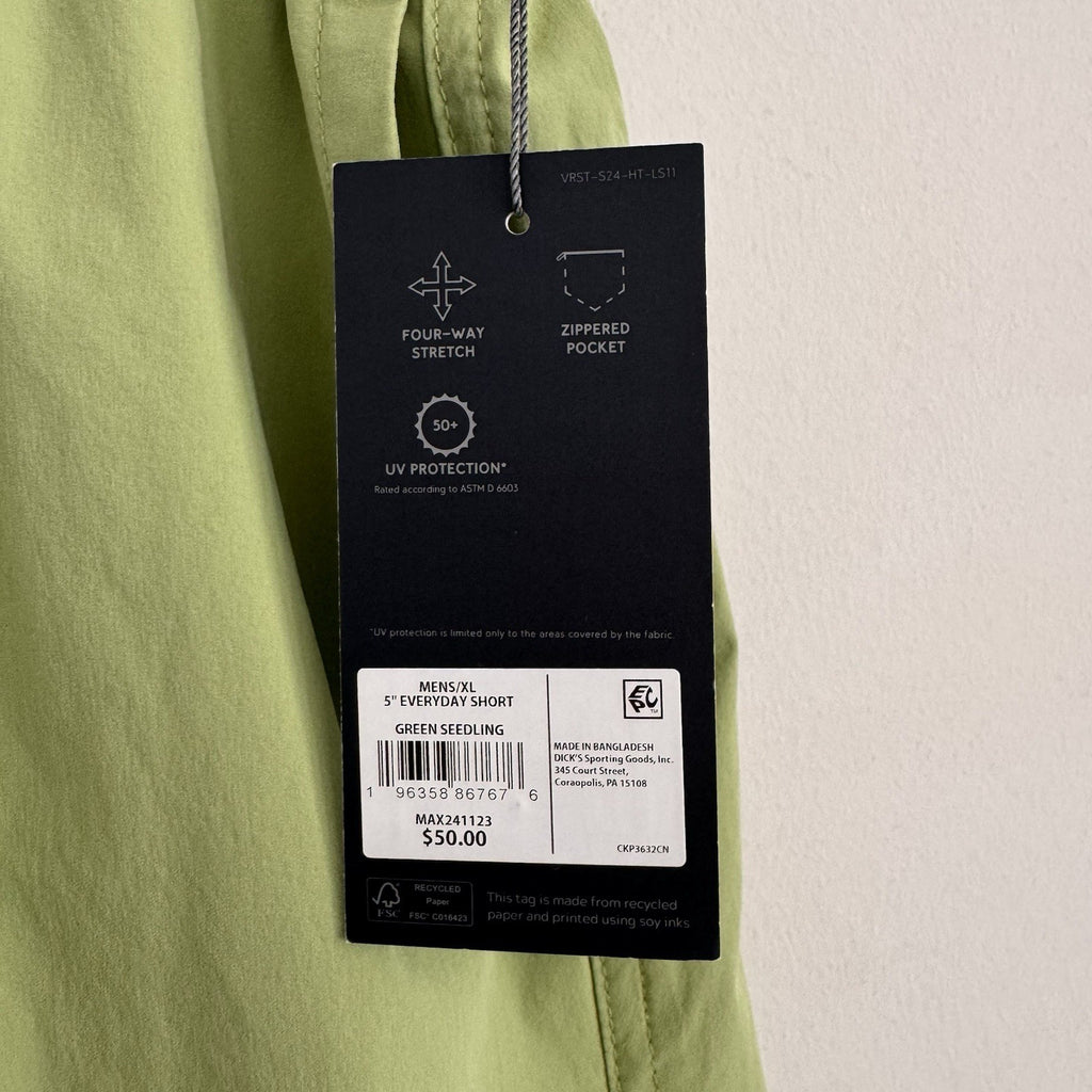 VRST Men's XL 5" Everyday Short Green Seedling NWT Relaxed Fit Athletic