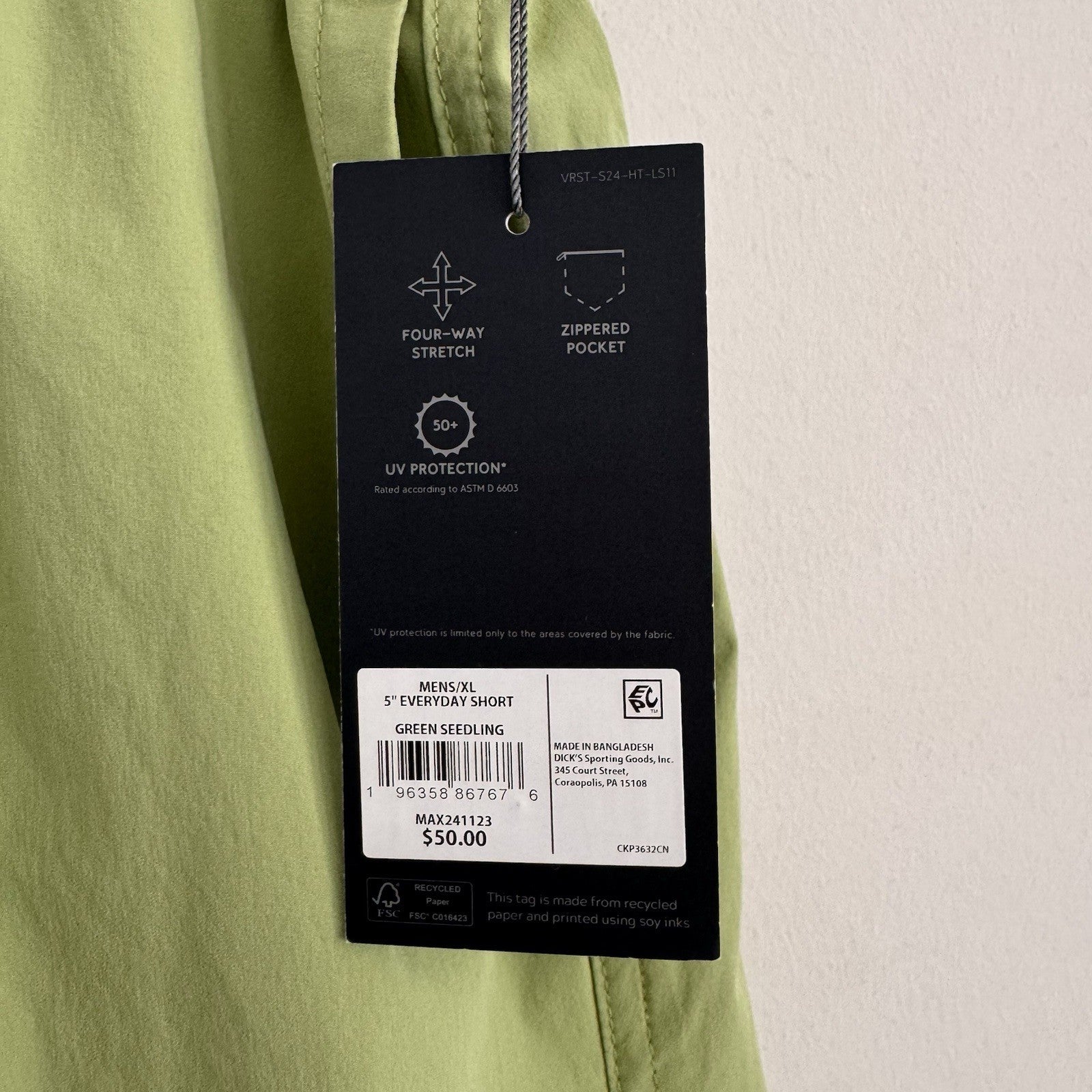 VRST Men's XL 5" Everyday Short Green Seedling NWT Relaxed Fit Athletic