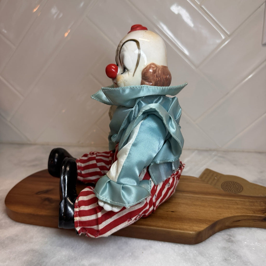 Vintage Porcelain "Shelf Sitter"  Weighted Clown Dolls - Set of 2 - Hand Painted