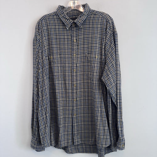 Abercrombie & Fitch XL Plaid Button Up Shirt Blue Beige Cotton Flannel