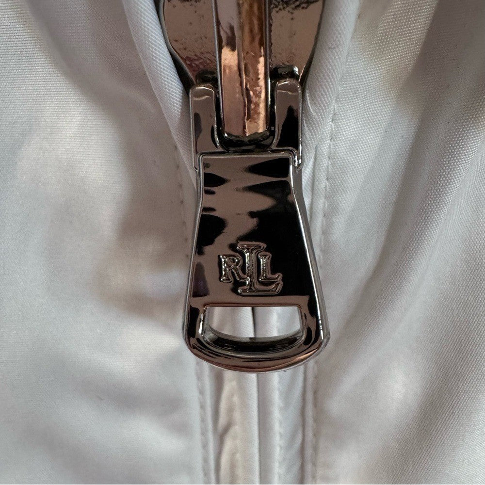 Ralph Lauren Womens PM White Silver Metallic Reversible Vest Snaps $189 NWOT