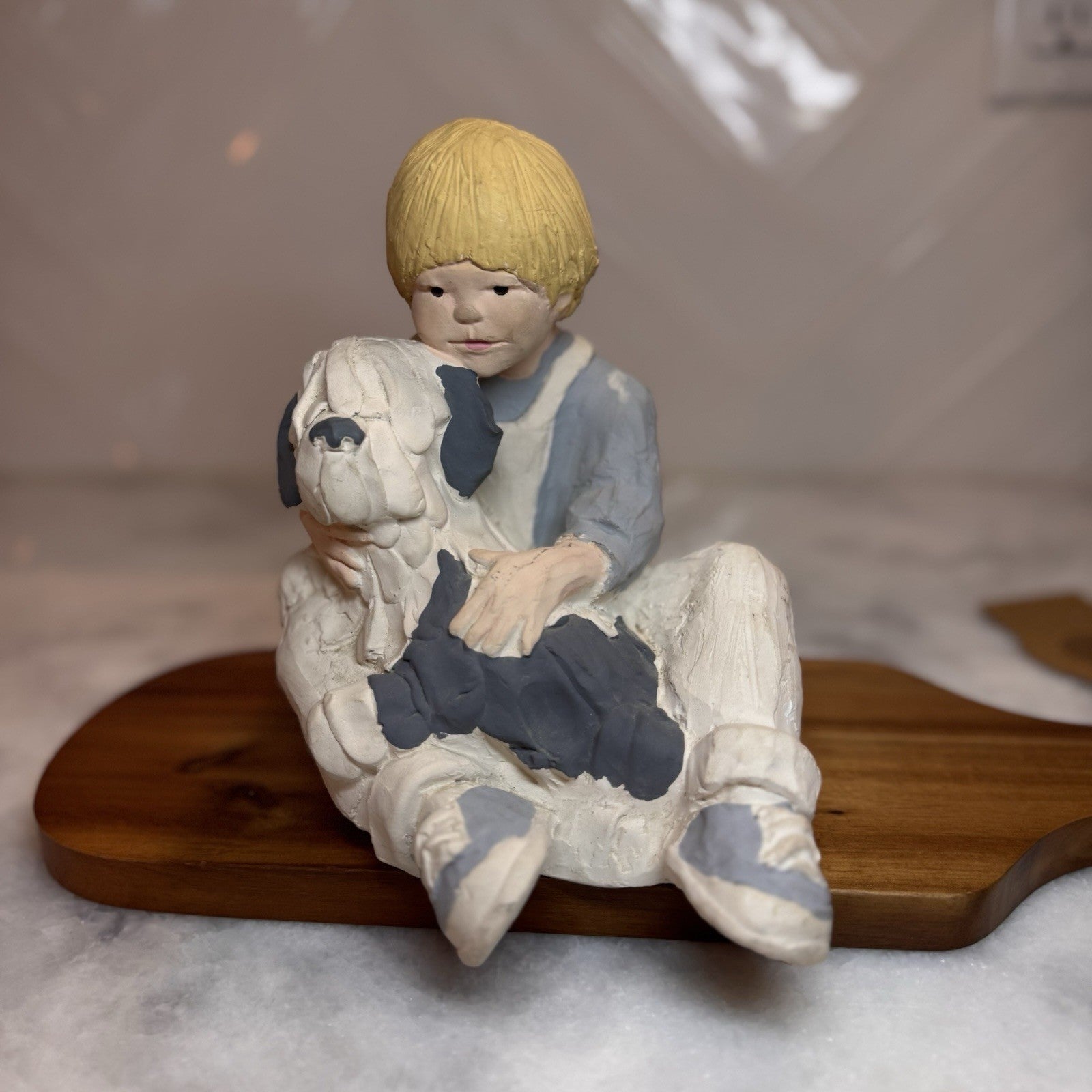 Vintage Austin Prod 1986 Boy with Dog Figurine Resin Sculpture