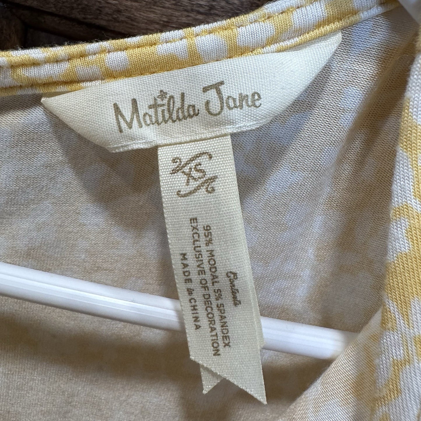 Matilda Jane Yellow Floral & Stripe Ruffle Sleeve Top | XS Modal Blend