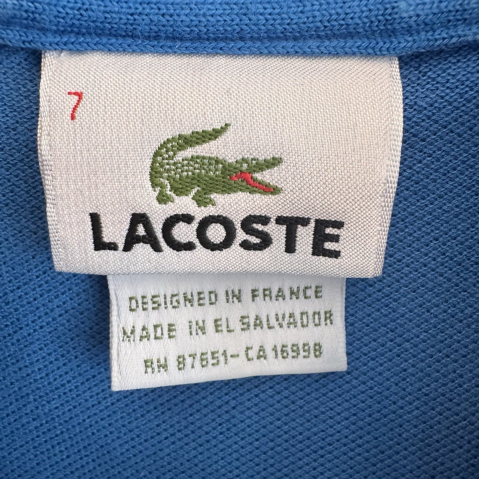 Lacoste Classic Pique Polo Shirt Men’s Size 7 Blue Short Sleeve XXL