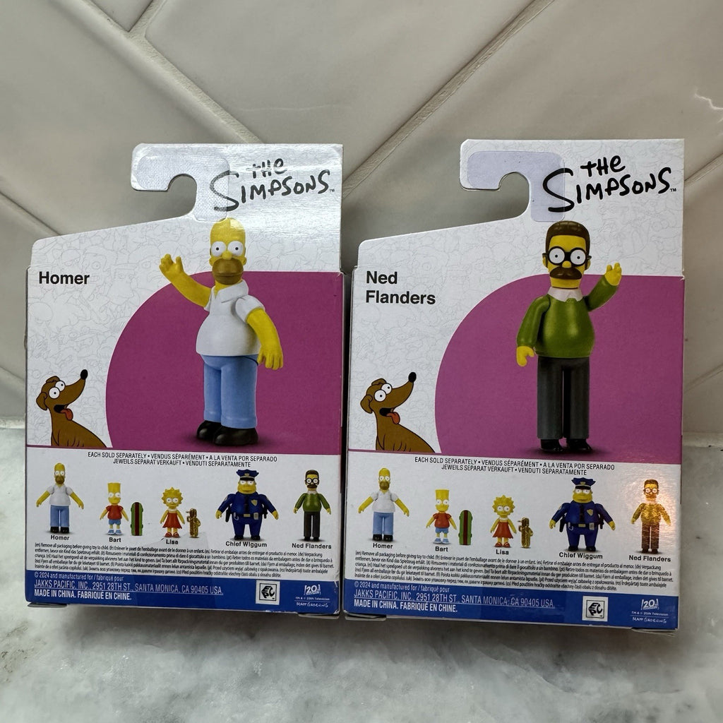 The Simpsons Homer and Ned Sanders Figure 2.5" Jakks New