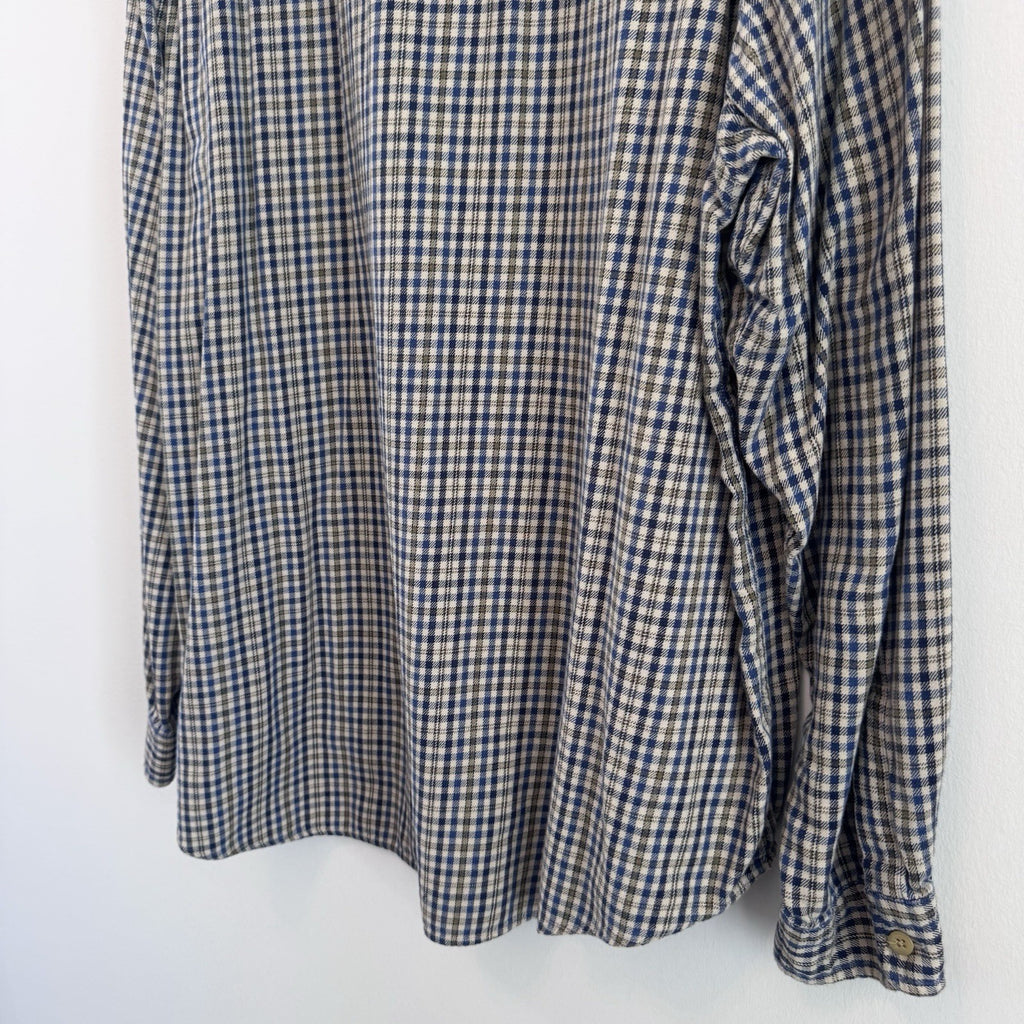 Abercrombie & Fitch XL Plaid Button Up Shirt Blue Beige Cotton Flannel