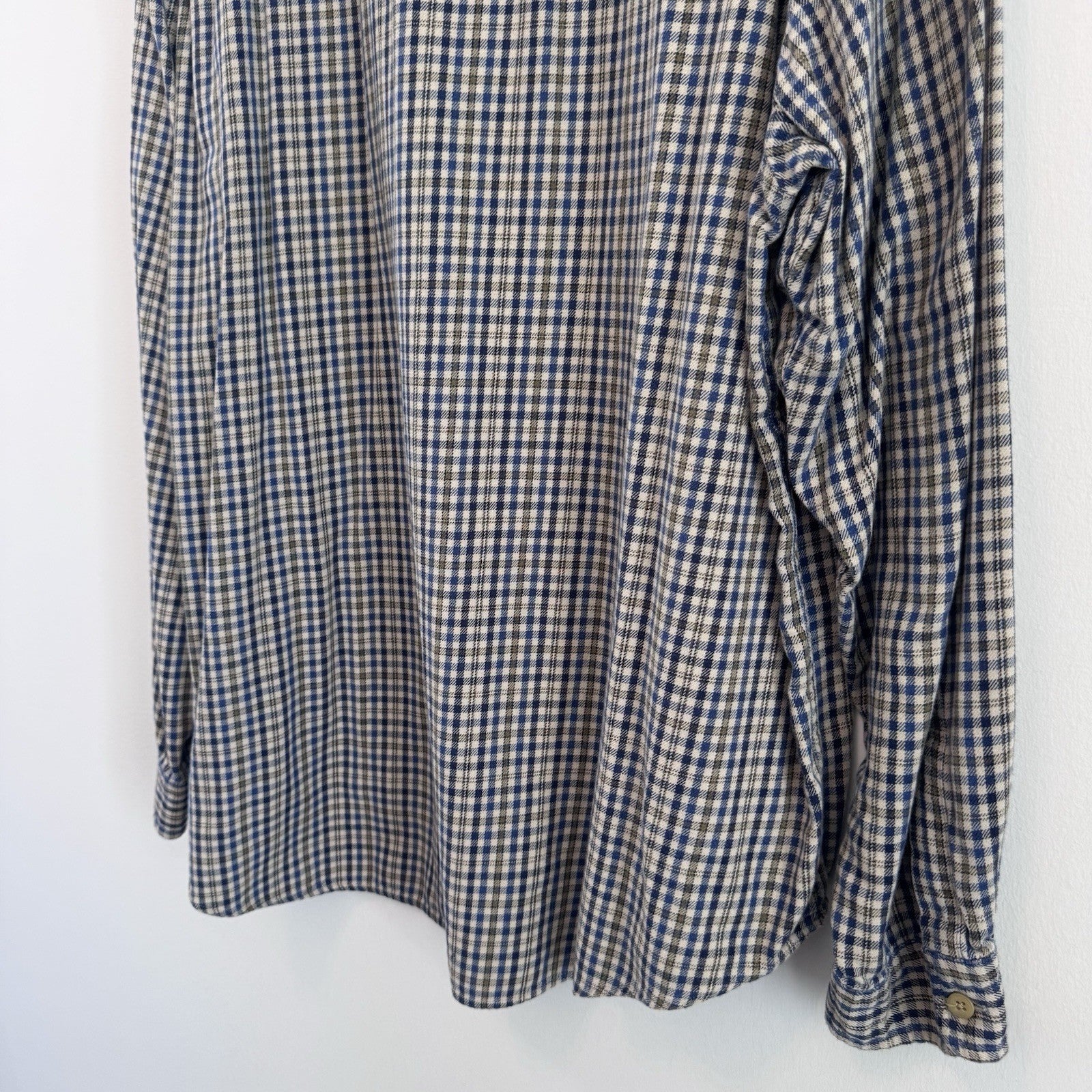 Abercrombie & Fitch XL Plaid Button Up Shirt Blue Beige Cotton Flannel