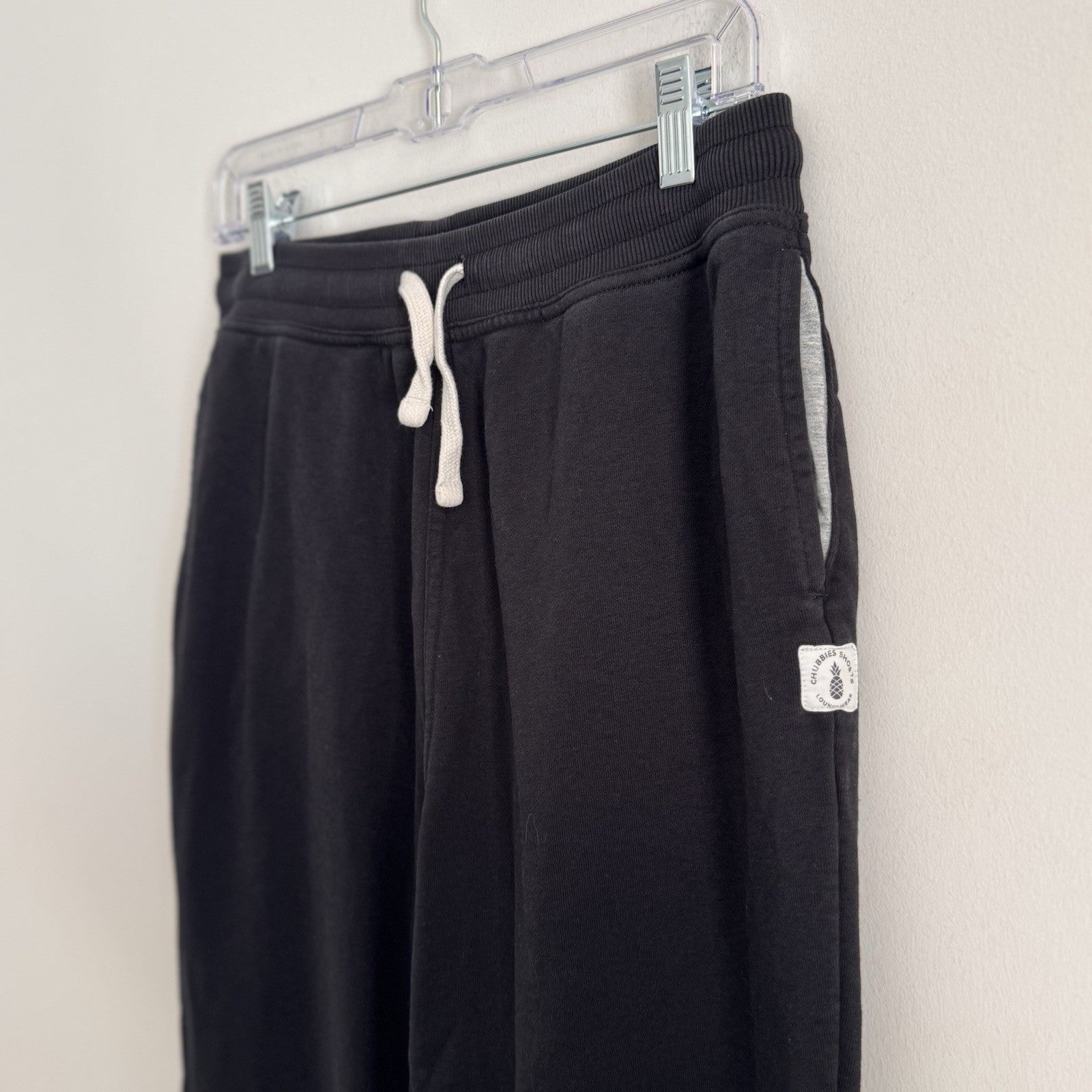 Chubbies Lounge Joggers Sweatpants Black Men's Large Fleece Zipper Pocket