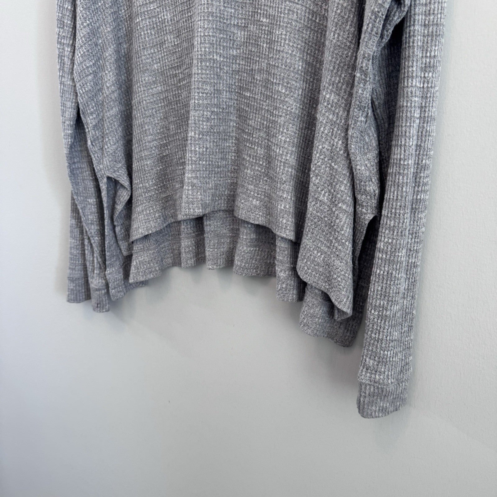 American Eagle Soft & Sexy Waffle Knit Top Gray Oversized Long Sleeve Women XL