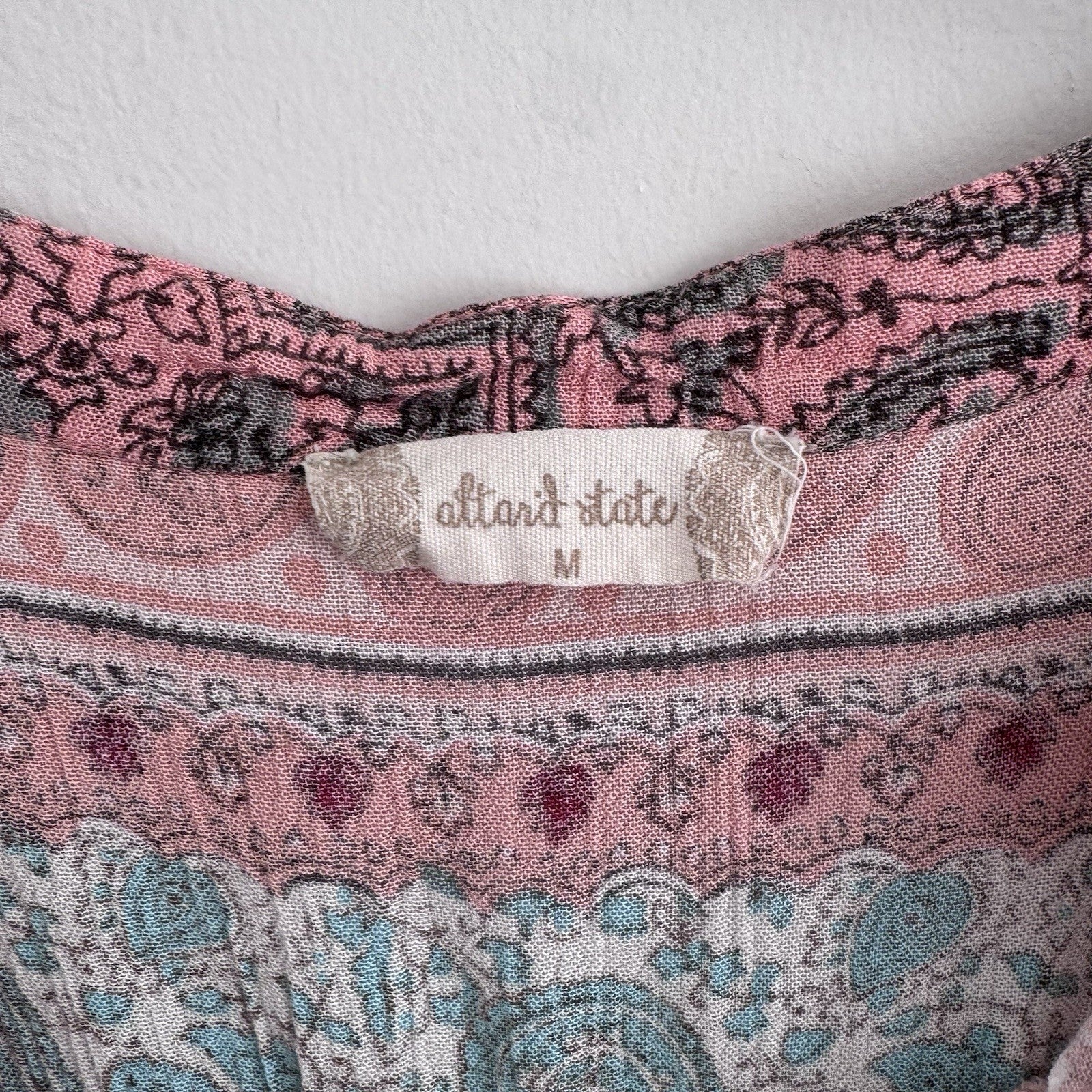 Altar’d State Boho Paisley Tassel Top M Pink Blue Sleeveless