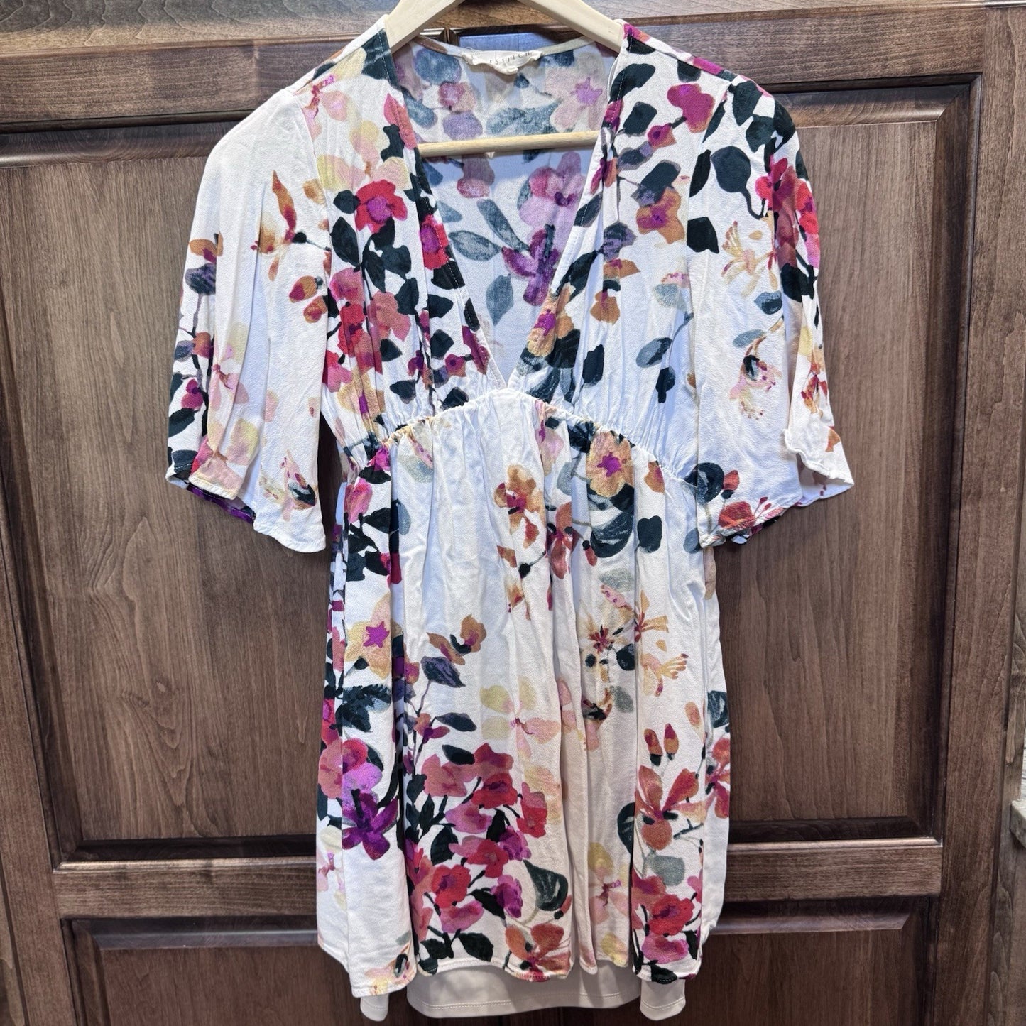 Lovestitch Women’s Boho Floral Mini Dress Size Small White 