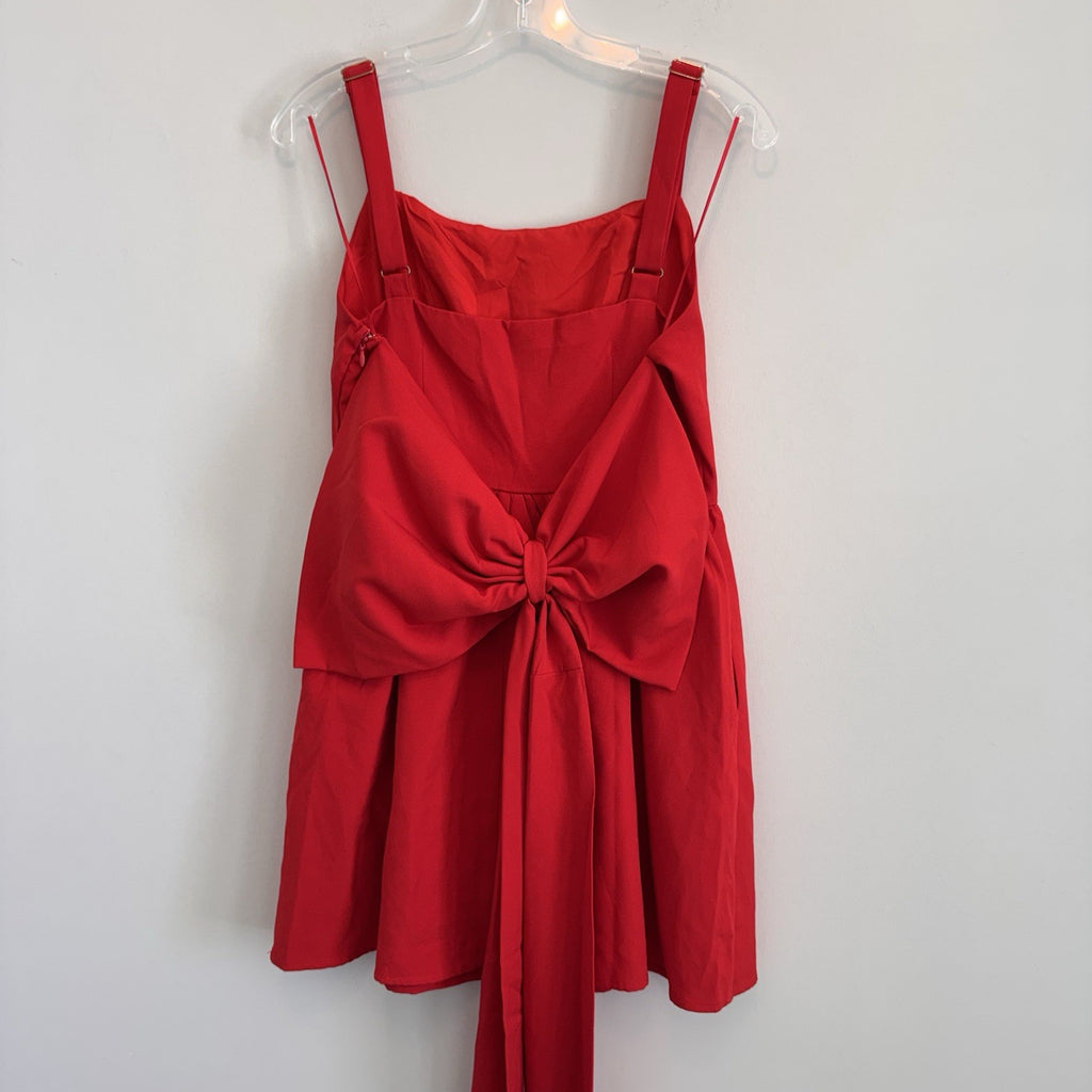 NWT Aura Boutique Womens M Red Dress Oversized Bow Tie Back Open Back