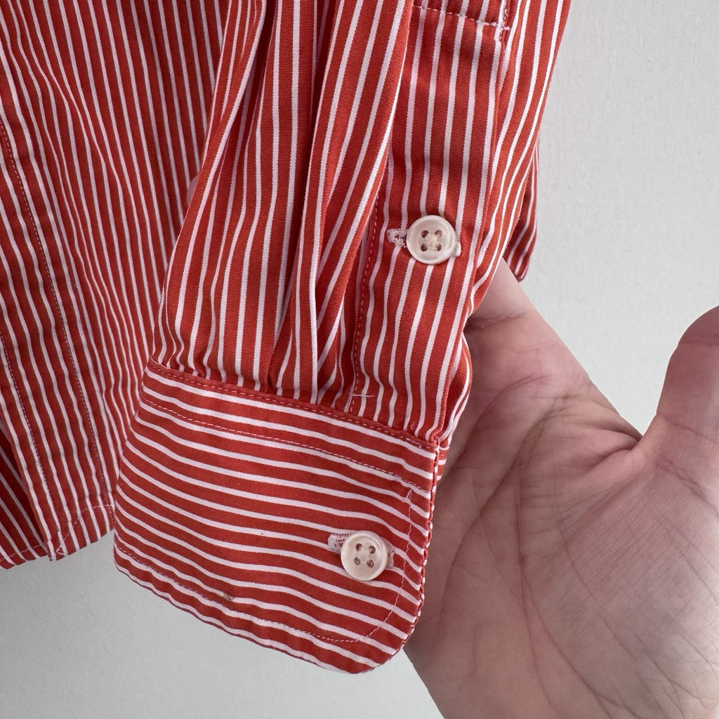 Polo Ralph Lauren Boys Red White Stripe Button Down Shirt S 8 10