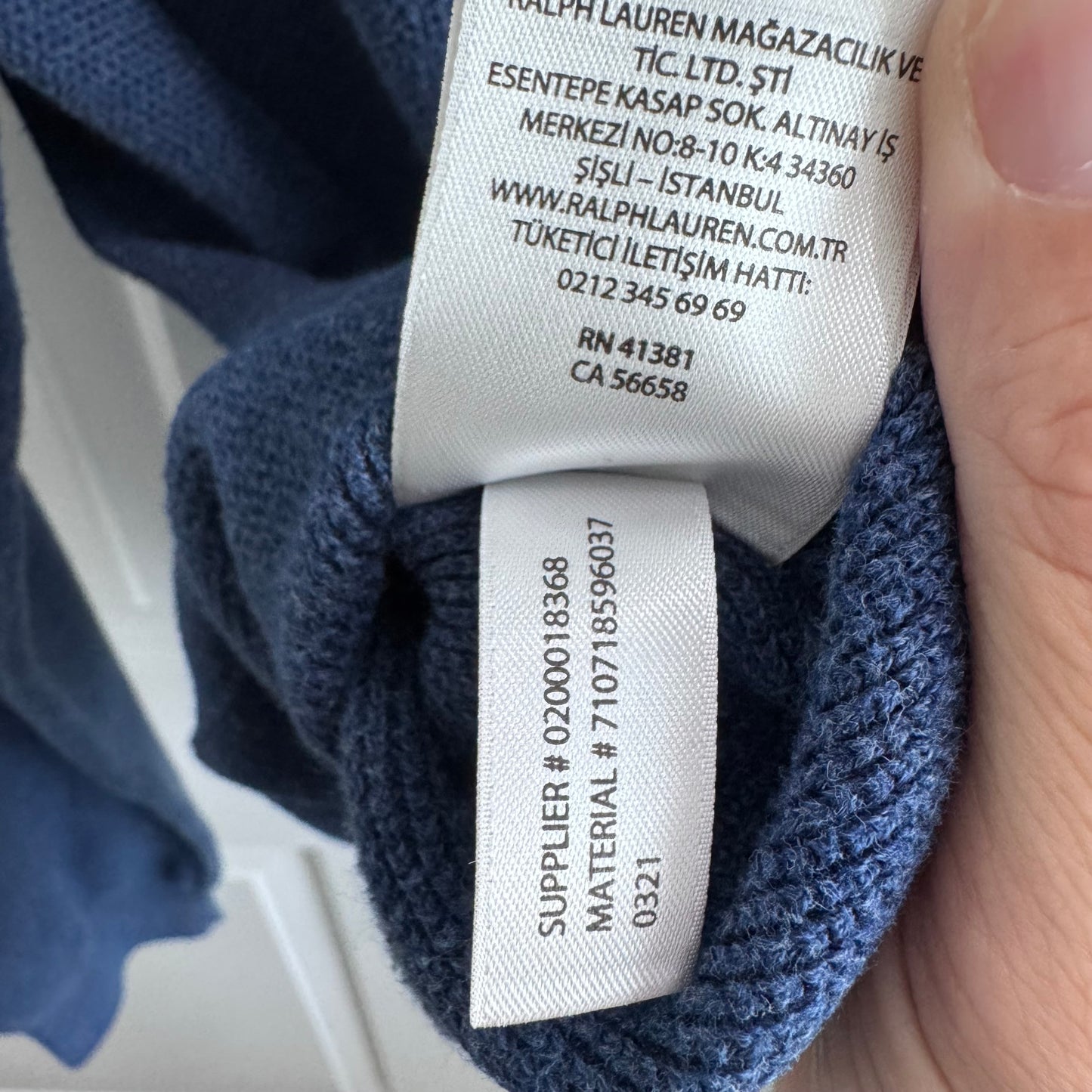 Polo Ralph Lauren Men’s Blue Pima Cotton Crewneck Sweater Size L | Red Pony Logo