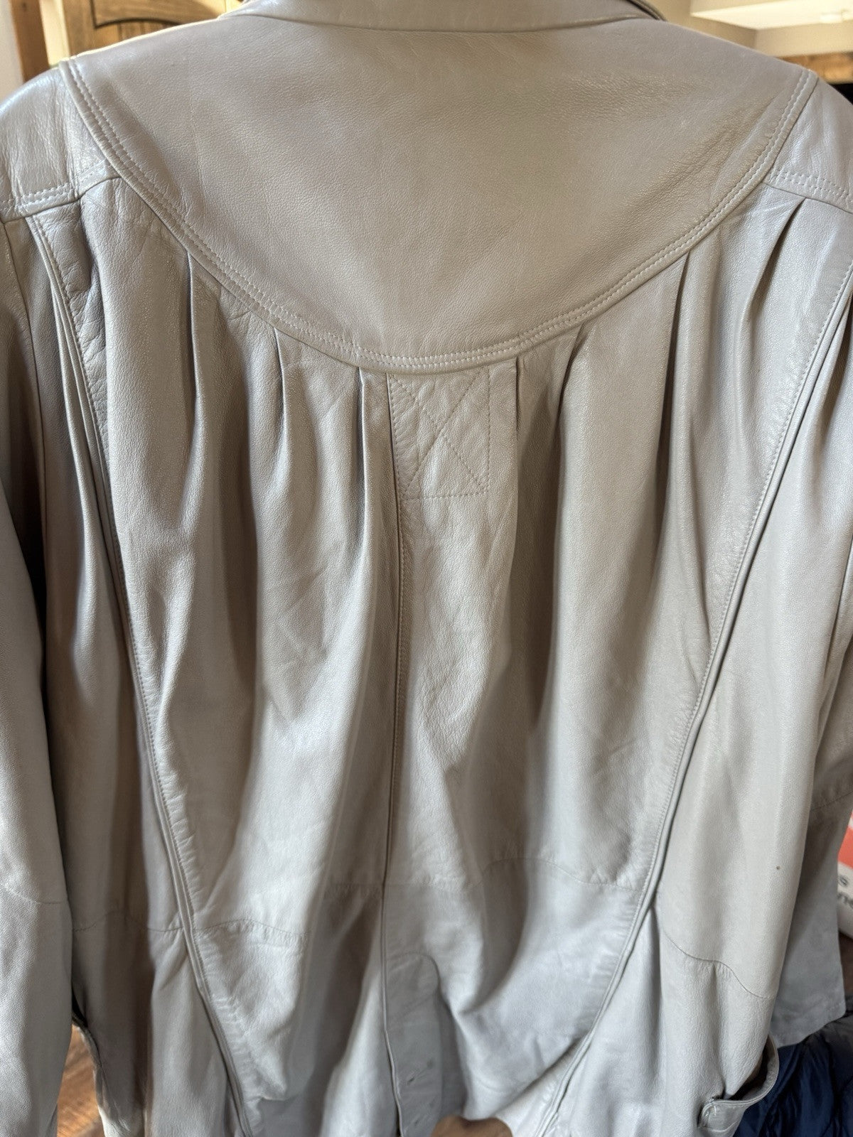 Vintage German Striwa, XL Size Light Brown, Beige, Cream, Leather Jacket, 80s