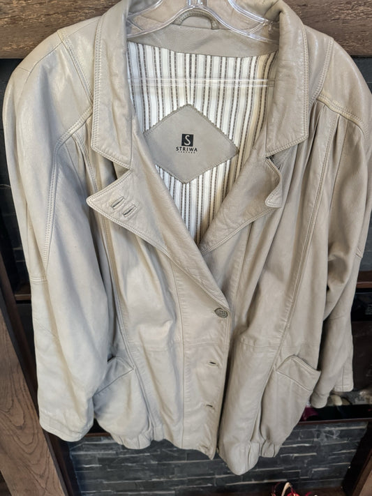 Vintage German Striwa, XL Size Light Brown, Beige, Cream, Leather Jacket, 80s